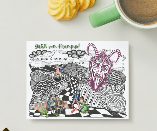 Krampus Postcard with Naughty Children Love & Anger - Clothing and Kitsch LLC