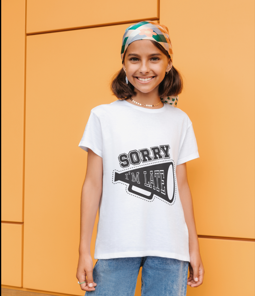 "Sorry I'm Late" Varsity-Style Bella+Canvas T-Shirt Love & Anger - Clothing and Kitsch