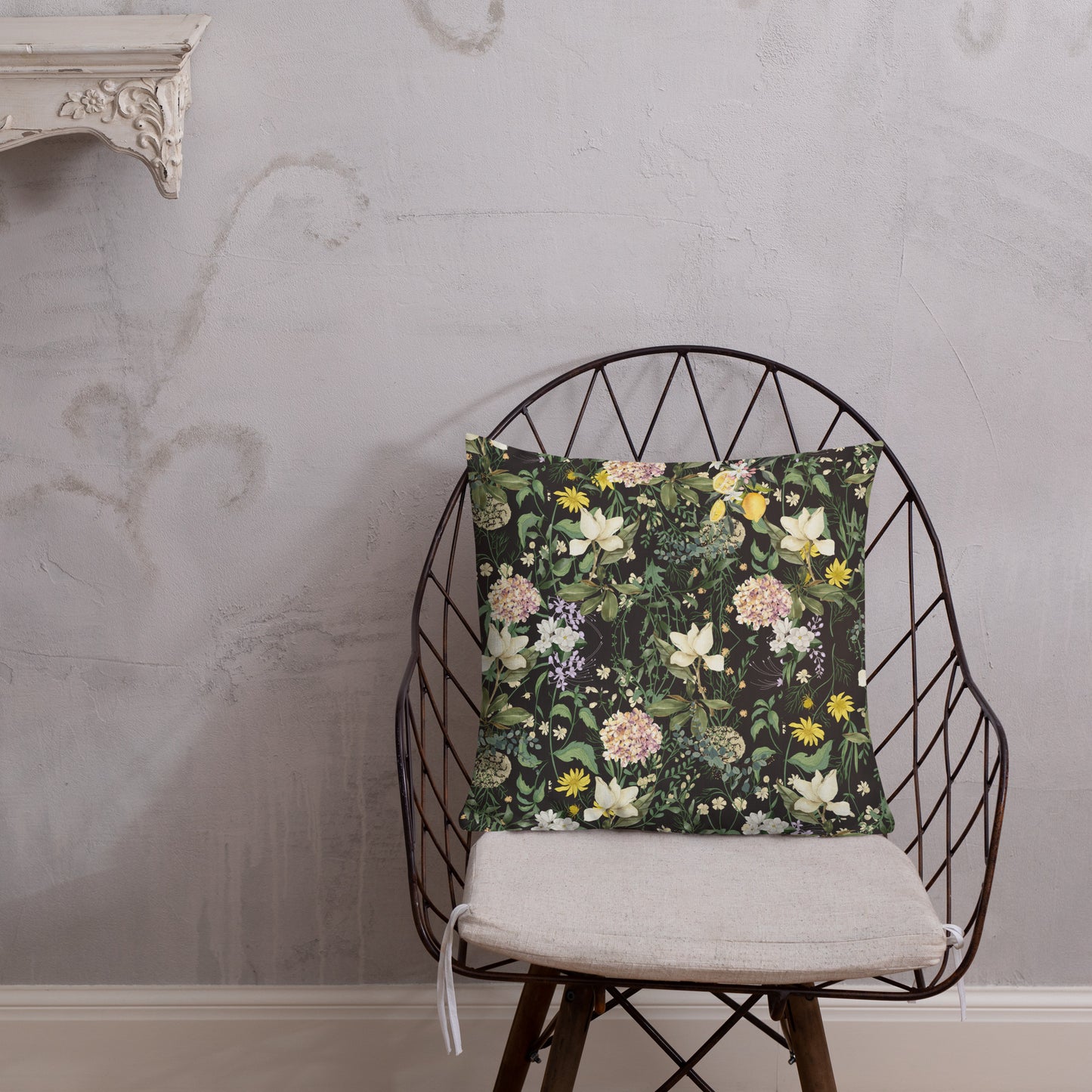 'Olde Floral Wallpaper' Premium Pillow