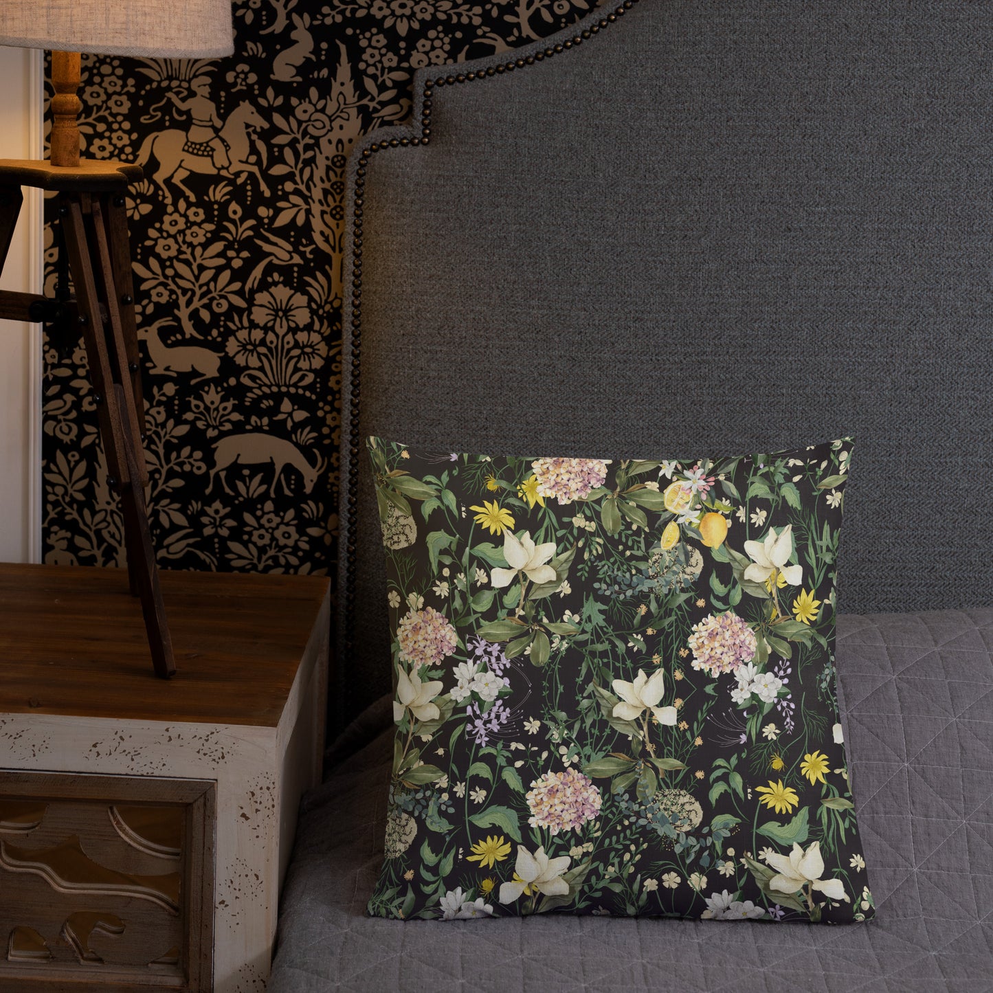 'Olde Floral Wallpaper' Premium Pillow