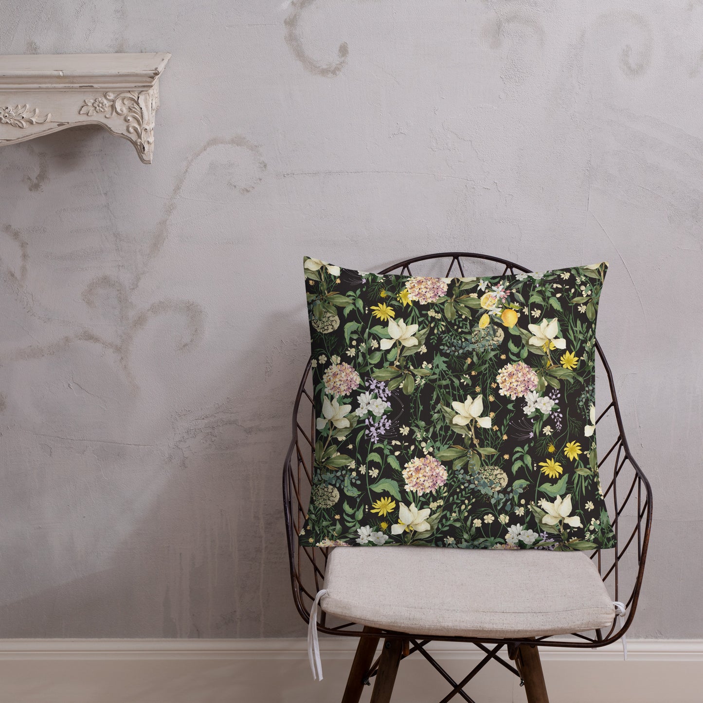 'Olde Floral Wallpaper' Premium Pillow