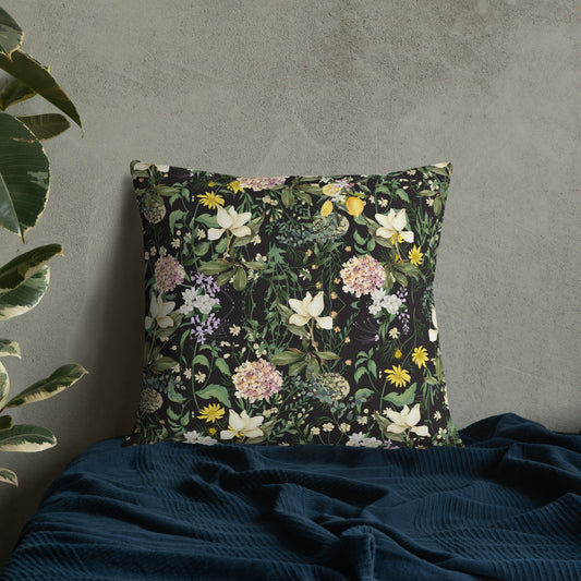 'Olde Floral Wallpaper' Premium Pillow