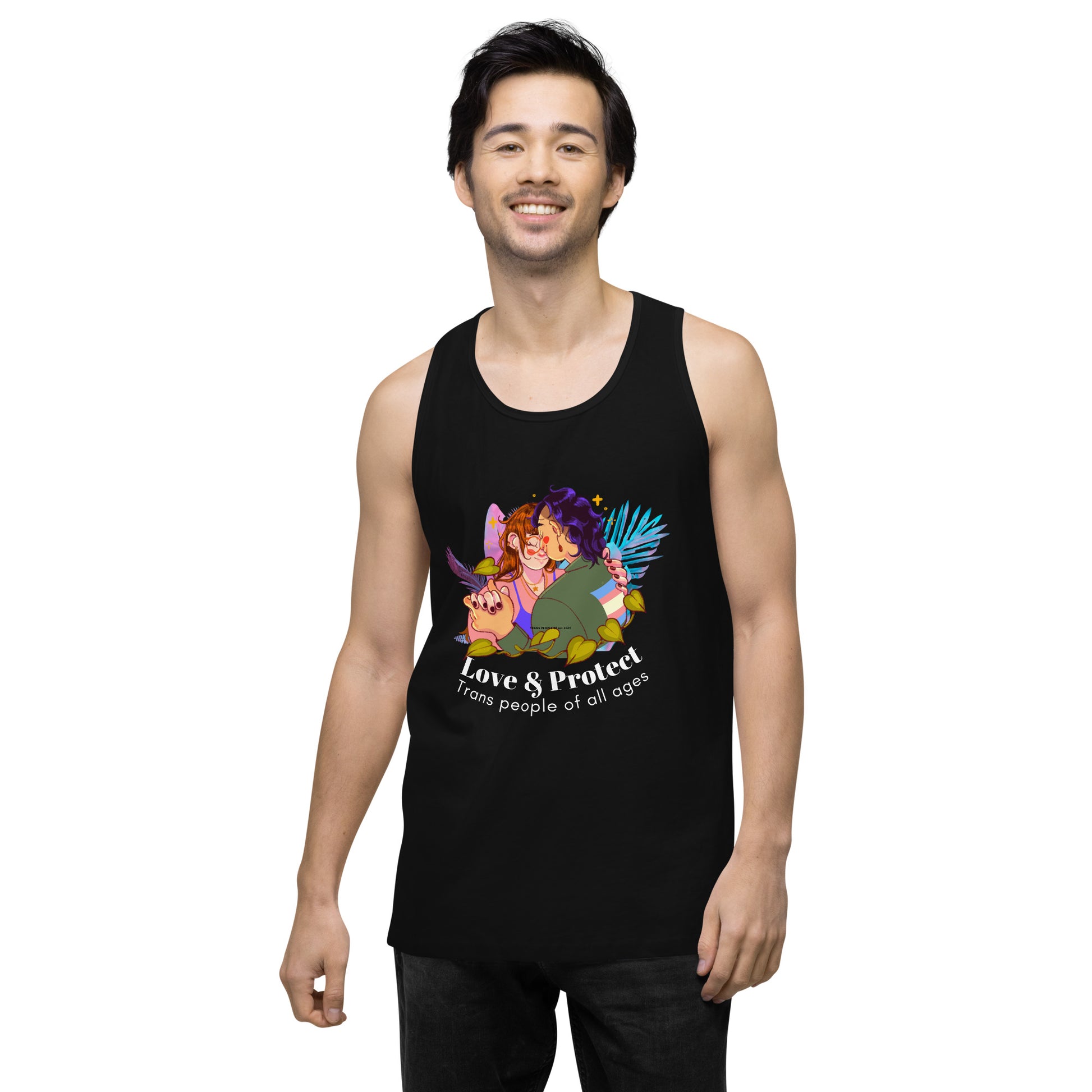 "Loe & Protect Trans People" Premium unisex tank top Love & Anger Clothing and Kitsch