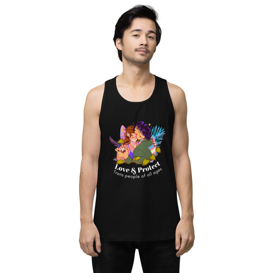 "Loe & Protect Trans People" Premium unisex tank top Love & Anger Clothing and Kitsch