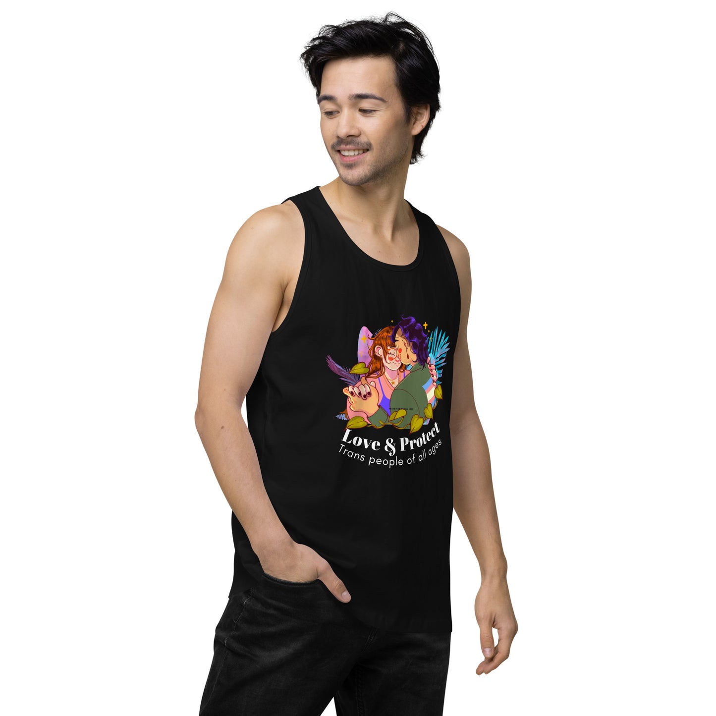 "Loe & Protect Trans People" Premium unisex tank top Love & Anger Clothing and Kitsch