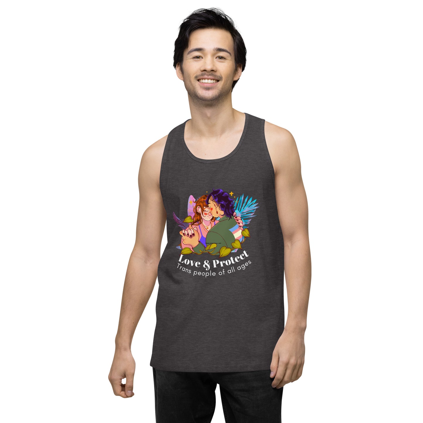 "Loe & Protect Trans People" Premium unisex tank top Love & Anger Clothing and Kitsch