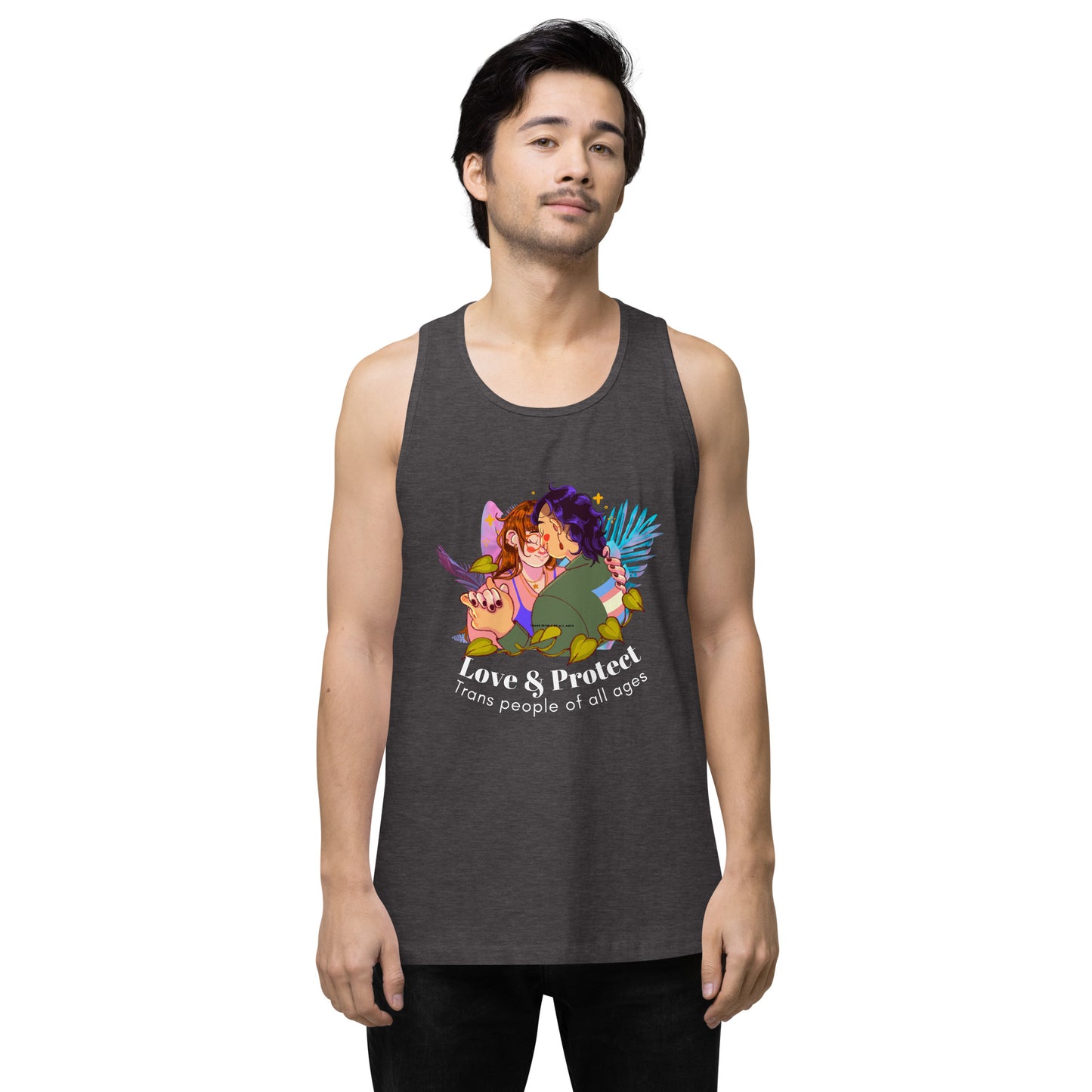 "Loe & Protect Trans People" Premium unisex tank top Love & Anger Clothing and Kitsch