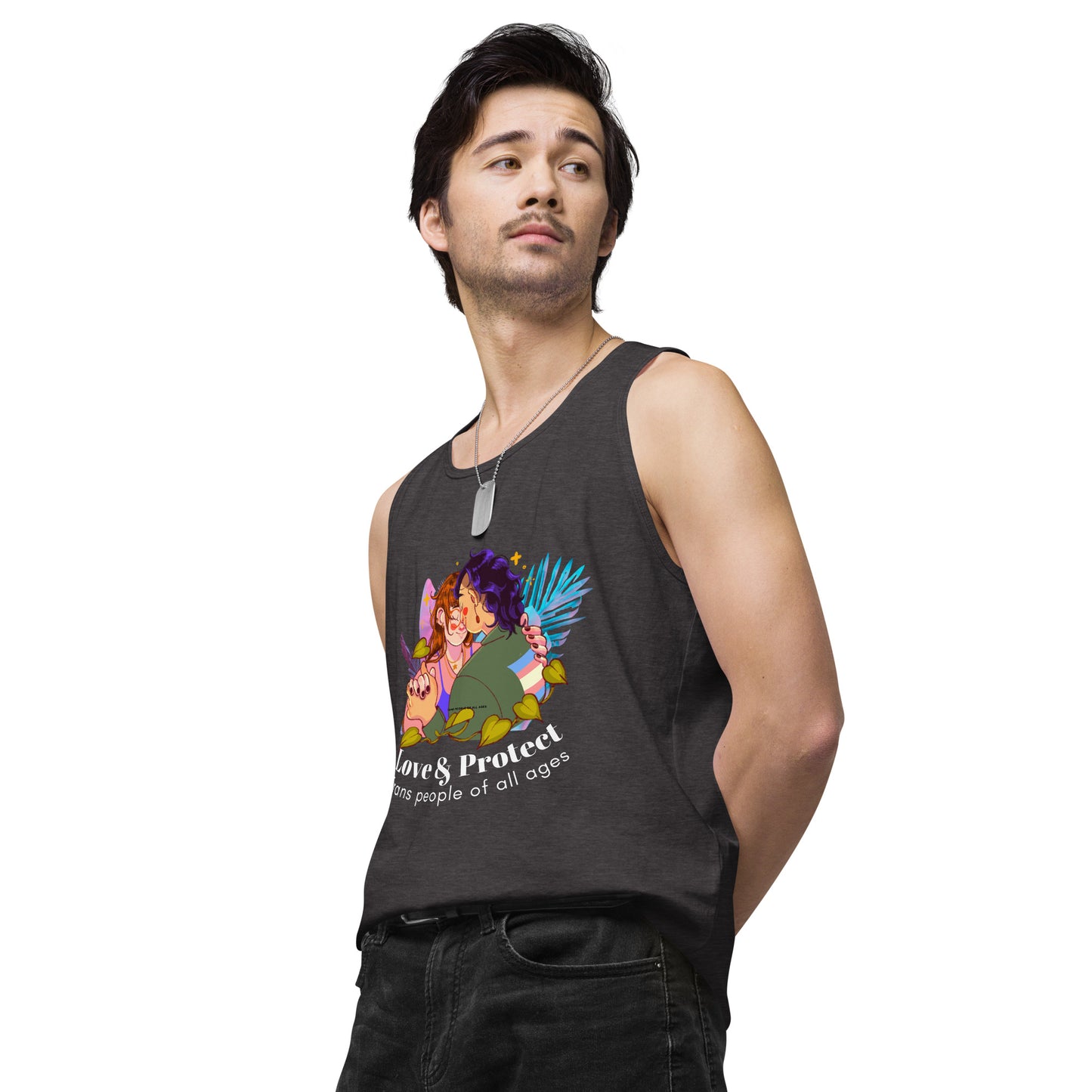 "Loe & Protect Trans People" Premium unisex tank top Love & Anger Clothing and Kitsch