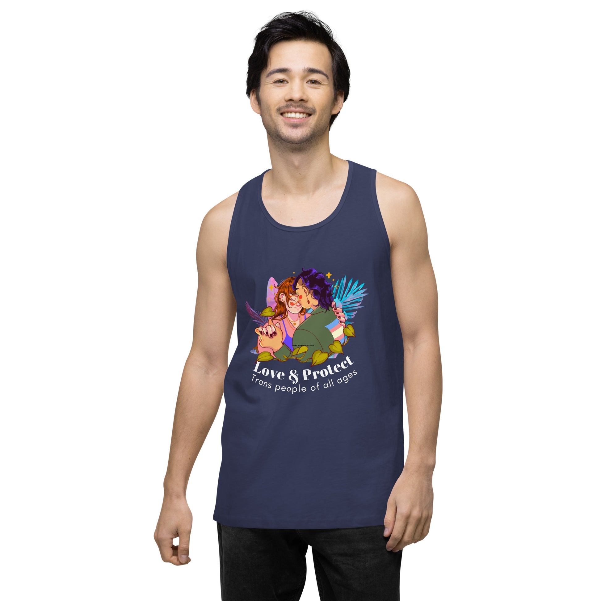 "Loe & Protect Trans People" Premium unisex tank top Love & Anger Clothing and Kitsch