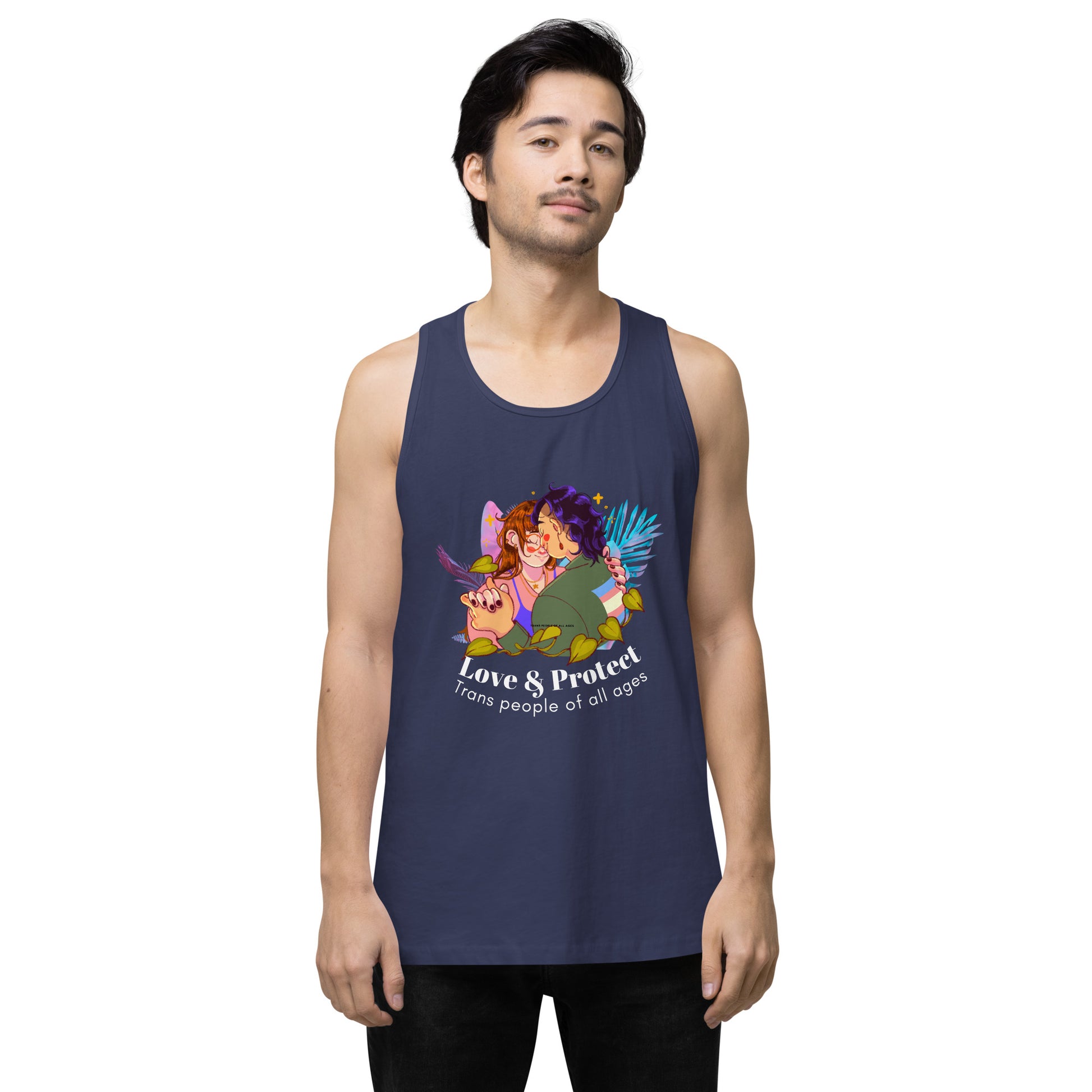 "Loe & Protect Trans People" Premium unisex tank top Love & Anger Clothing and Kitsch