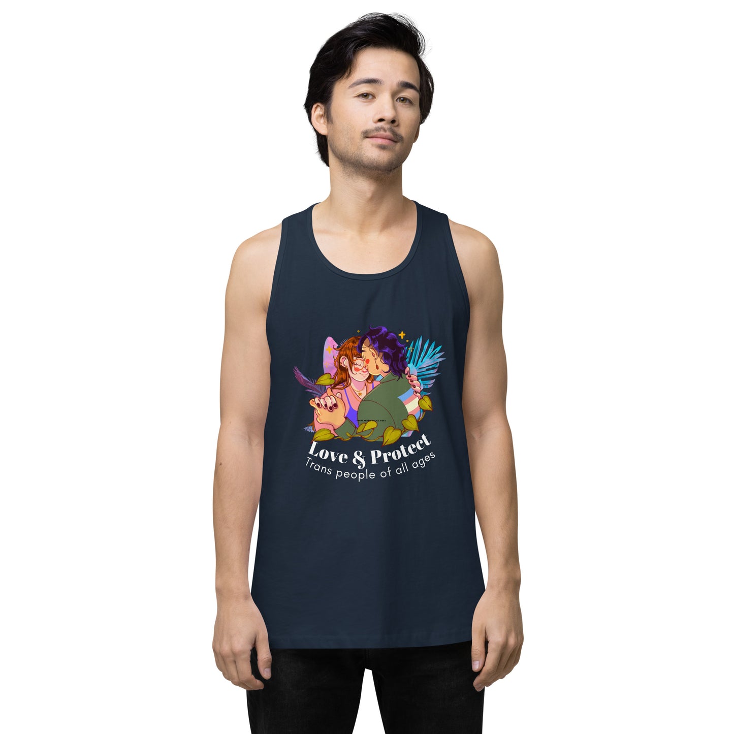 "Loe & Protect Trans People" Premium unisex tank top Love & Anger Clothing and Kitsch