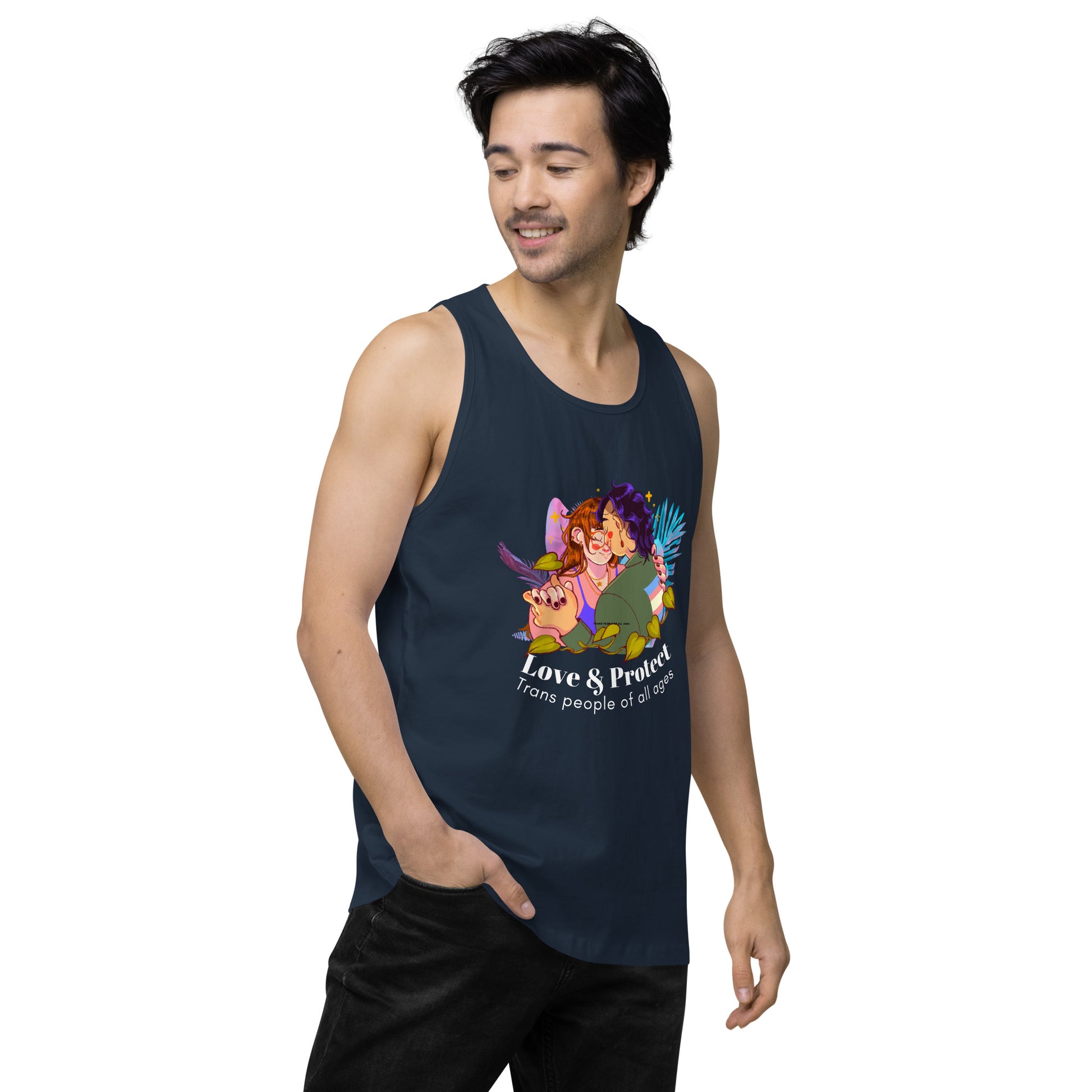 "Loe & Protect Trans People" Premium unisex tank top Love & Anger Clothing and Kitsch