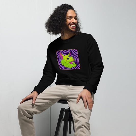 'Psychedelic Freakout Cat' Unisex Organic Sweatshirt